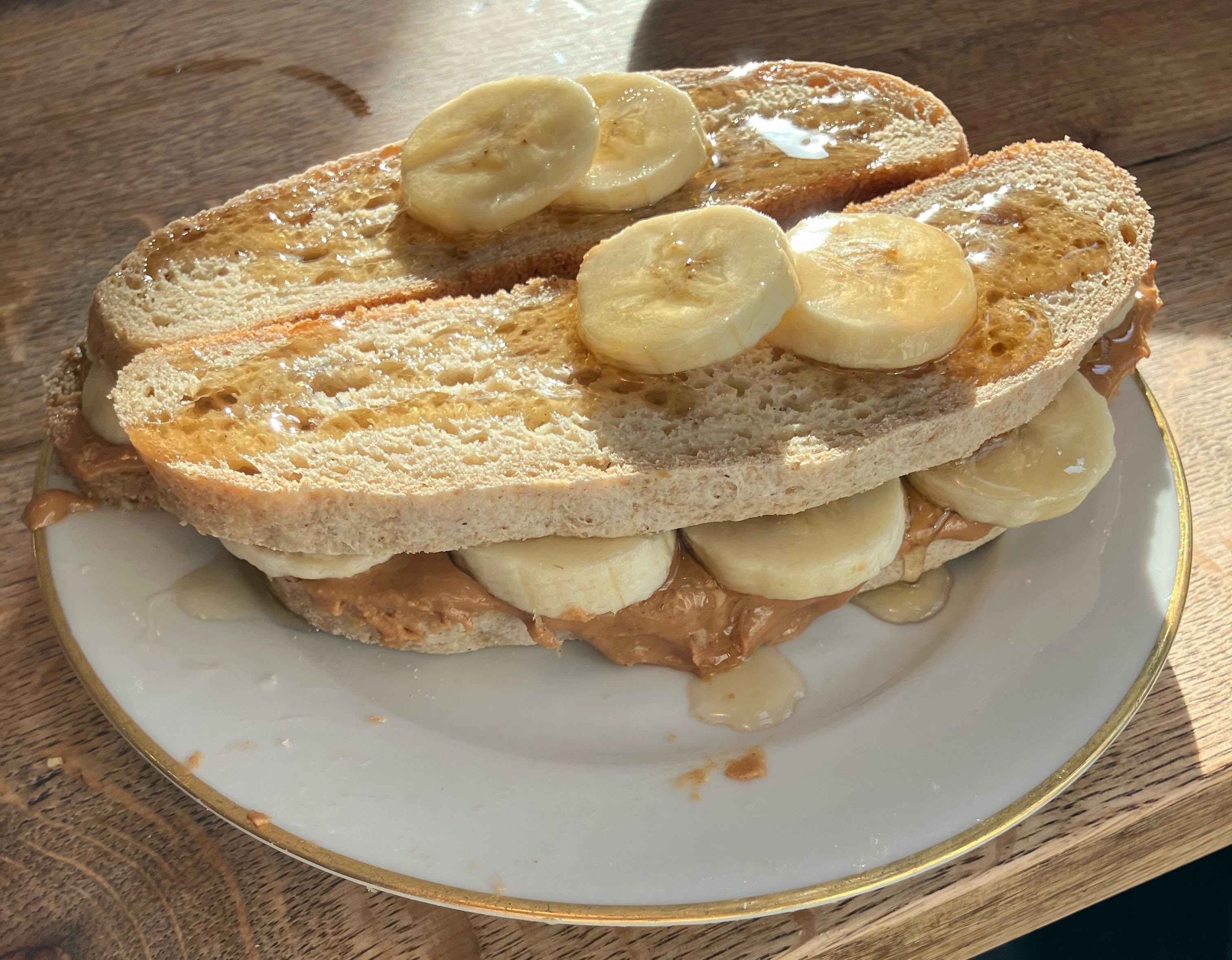 Peanut Butter Honey Banana Sandwich